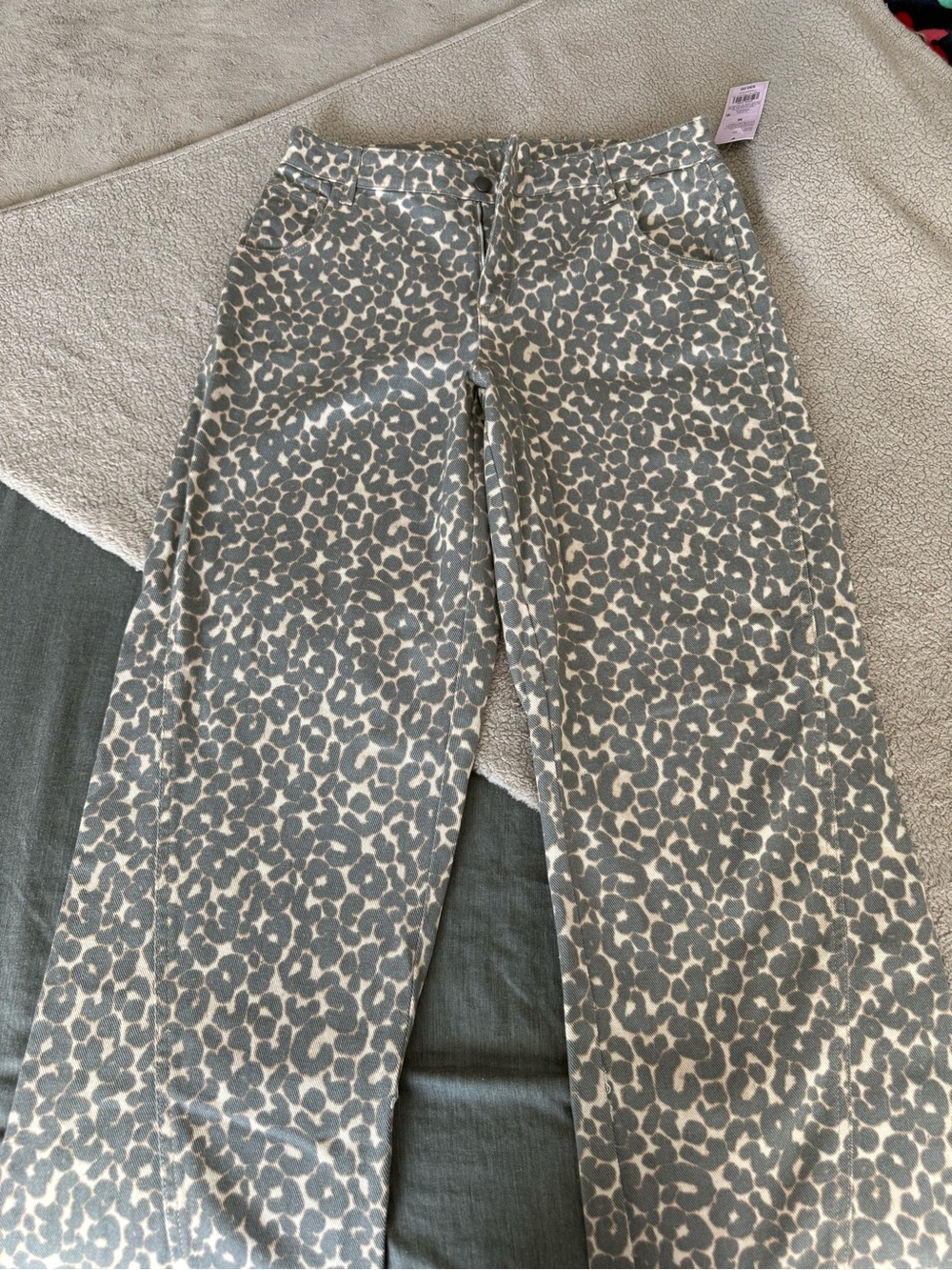 Target Gray and Cream Leopard Wide-Leg Jeans